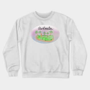 Australia watercolor Island travel, beach, sea and palm trees. Holidays and rest, summer and relaxation Crewneck Sweatshirt